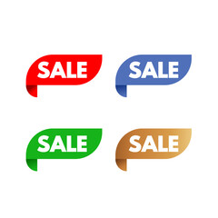 Sticker set sale - red, green, blue and gold - vector illustration