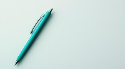 Teal Ballpoint Pen on Minimalist Background - Generative AI