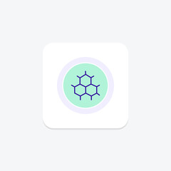 hexagon shapes purple line icon on a colorful circle, ai illustrator file