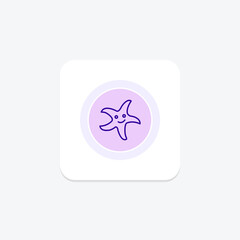 Star Fish purple line icon on a colorful circle, ai illustrator file