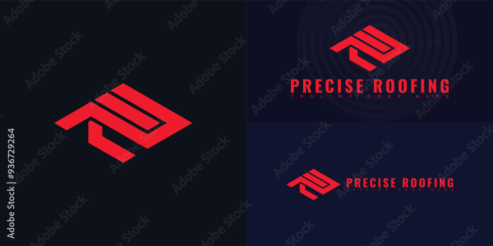 Aufkleber abstract initial letter pr or rp in red color isolated on multiple background colors. the logo is su
