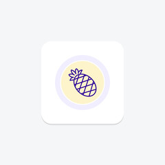 Pineapple purple line icon on a colorful circle, stylish icon, ai illustrator file