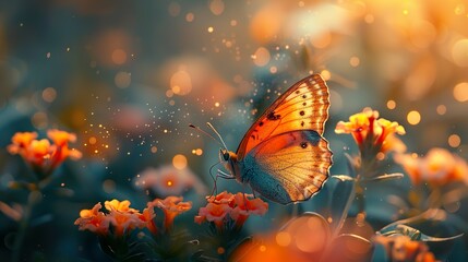 Butterfly on Orange Flowers - Nature Photography