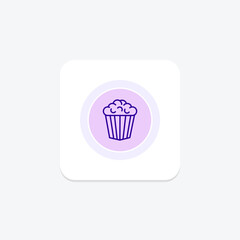 Popcorn icon, snack, cinema, movie, theater circle icon, editable vector icon, pixel perfect, illustrator ai file