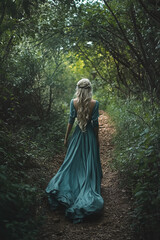 elvenlore elf woman walking in the forest