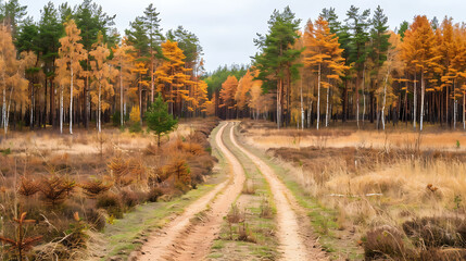 Autumn Pathway Through the Forest