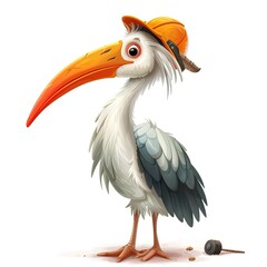 Obraz premium Crane Carpenter Occupation fantasy animal cartoon isolated whitebackground
