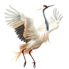 Crane Pride emotion fantasy animal cartoon isolated whitebackground
