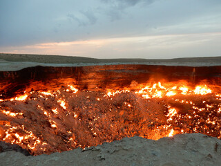 Darvaza Gas Crater aka the Door to Hell in the Karakum Desert of Turkmenistan