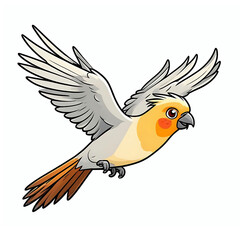 Obraz premium Flying cockatiel cartoon illustration, parrot bird clip art element 