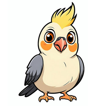recommend clip art: Cartoon cockatiel bird looking straight forward illustration, parrot pet bird clip art element