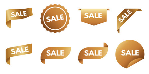 Set of gold stickers sale - vector illustration