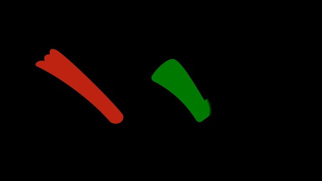 Tick and cross signs. Transparent background with alpha channel. False and true, right and wrong. Correct and incorrect, accept and reject. Green tick OK and red X cross. YES and NO Digital content