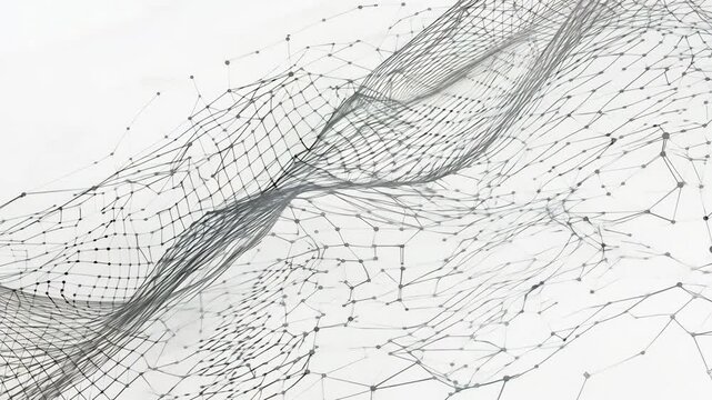 Abstract network design with flowing lines and nodes, representing data connectivity and digital innovation.