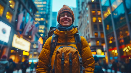 Obraz premium tourist arriving in a country happy for his vacation