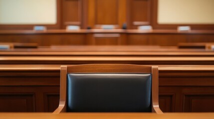 Fototapeta premium A courtroom scene with a focus on the jury box, courtroom, justice, jury box