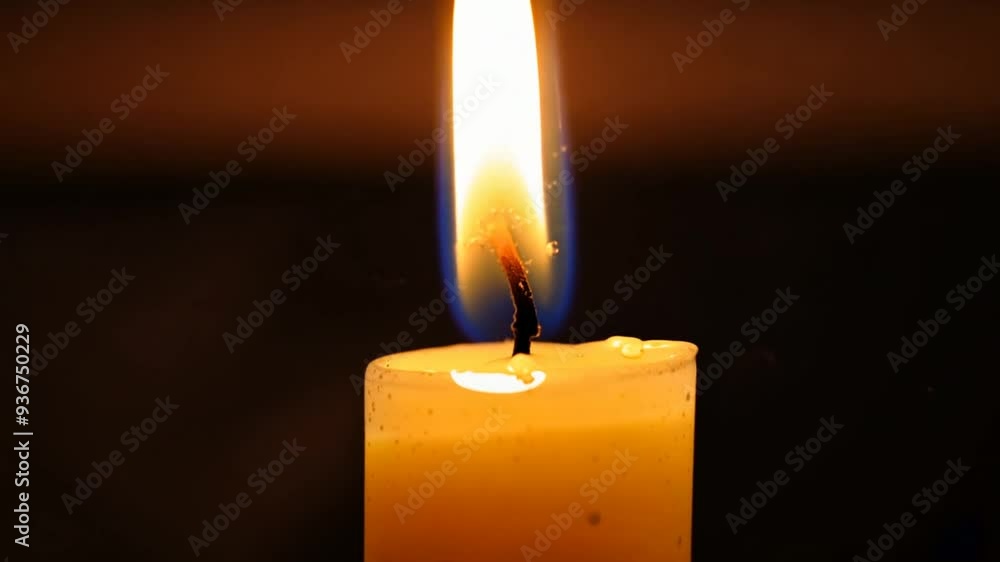 Poster close-up of a flickering candle flame in a dimly lit environment generative ai