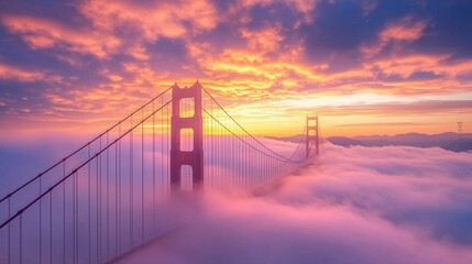 Fototapeta premium Breathtaking sunrise at Golden Gate Bridge