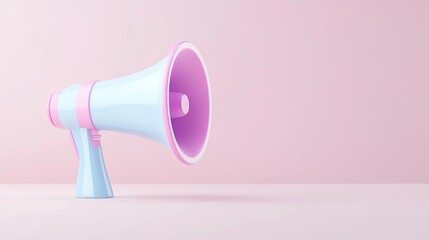 Pastel blue and pink megaphone on a pink background.