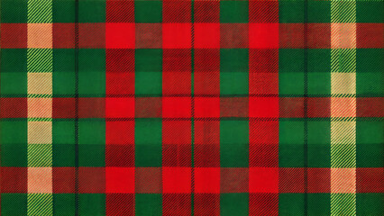 Classic red and green tartan plaid pattern for traditional Christmas design