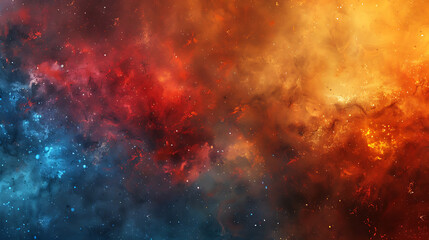 Naklejka premium Fiery Blue and Red Nebula