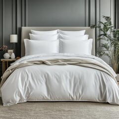 Classic bed with pillow and throw created with generated ai