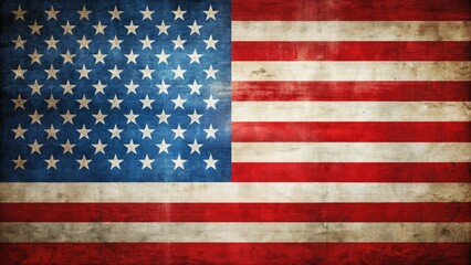 Naklejka premium Vibrant American flag illustration with bold red and white stripes and blue canton, stylized with modern graphics and textures, perfect for patriotic designs.