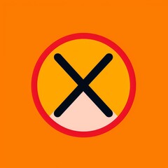Bold and Colorful Prohibition X Sign Illustration on Orange Background for Attention-Grabbing Designs