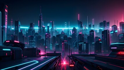 Fototapeta premium cyberpunk view of a city at night
