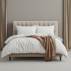 Classic bed with pillow and throw created with generated ai