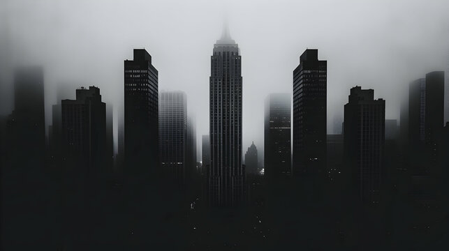 Fototapeta Black And White Photo City Skyline