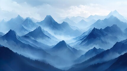 Obraz premium Impressive mountain range with misty tops ideal for creating atmospheric and dramatic scenic wallpaper designs