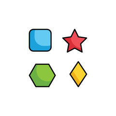 Basic Shapes icon design with white background stock illustration