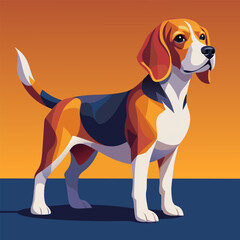 beagle standing vector the beagle stands on all four legs, often with its tail wagging, vector