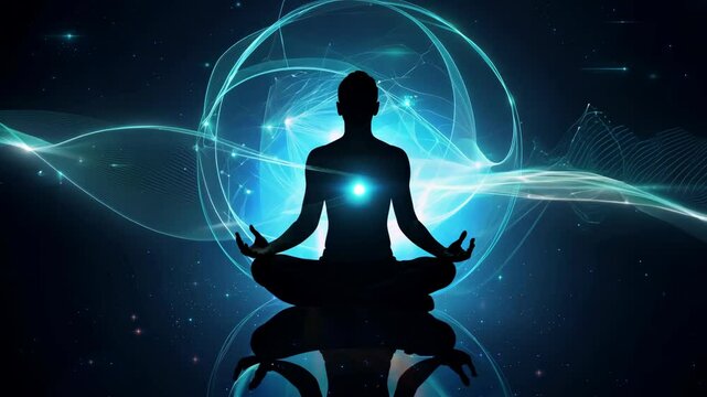 Meditative practice for inner peace and relaxation during a serene cosmic journey