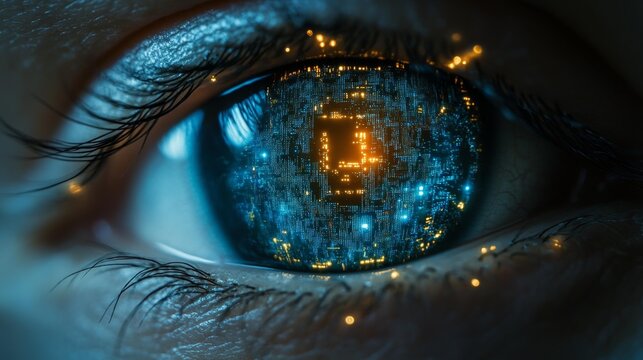 Digital eye with futuristic interface - generative ai - Powered by Adobe