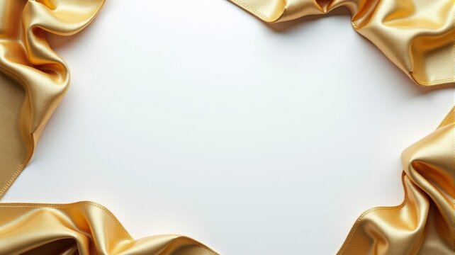 Luxurious Gold Fabric Border on White Background â€“ Elegant Design for Invitations, Announcements, and Celebrations