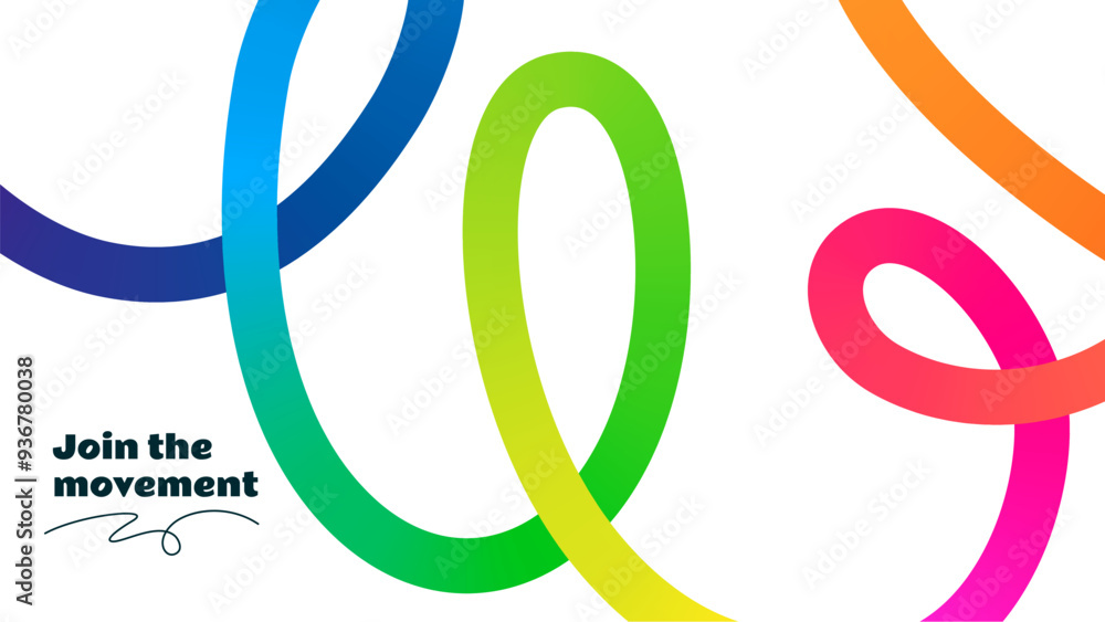 Fototapete Abstract Background with Color Line Shapes. Geometric Pattern with Squiggle Gradient Elements