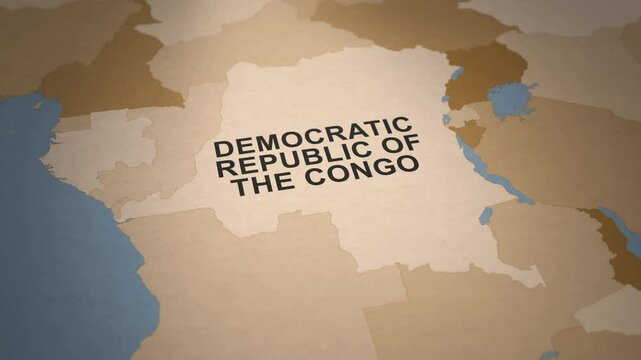 Old Paper Map of The Democratic Republic of the Congo