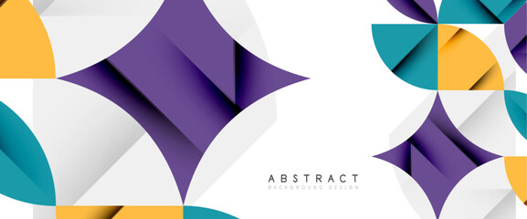 Minimal geometric elements on white. Petals, round triangles, star