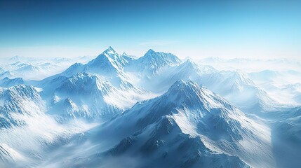 Obraz premium Clear sky over majestic snow-capped mountains ideal for creating winter-themed and scenic wallpaper backgrounds