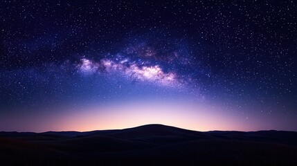 Fototapeta premium Stunning Night Sky with Milky Way Over Rolling Hills at Twilight