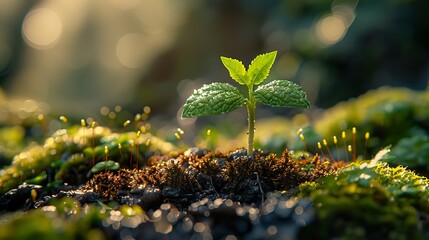 A Delicate Seedling Emerging From the Forest Floor