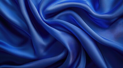 Obraz premium Luxurious Blue Silk Fabric with Elegant Folds and Smooth Texture - Perfect for Fashion, Design, and Backgrounds