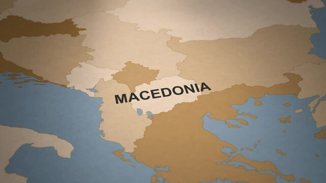 Old Paper Map of Macedonia