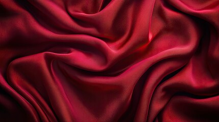 Obraz premium Luxurious Red Silk Fabric with Elegant Folds and Smooth Texture for Fashion and Interior Design