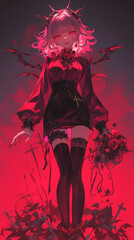 Cute Anime Manga Girl with Horror Theme  Spooky Character Design