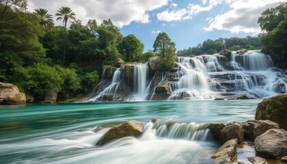 Obraz premium Beautiful Krka Waterfalls in Krka National Park,Croatia.Long exposure for flowing water, ai