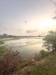 sunset over the river