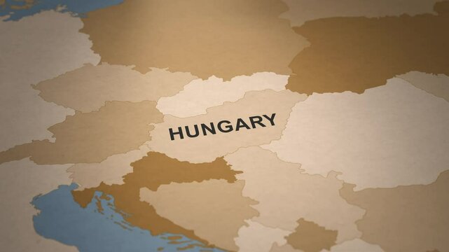 Old Paper Map of Hungary